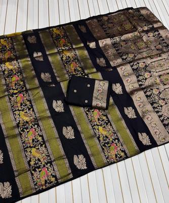 Black Color Jaqurad Weaving Work Georgette Saree 2