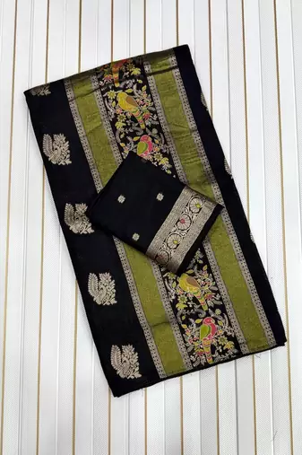Black Color Jaqurad Weaving Work Georgette Saree