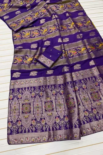 Purple Color Jaqurad Weaving Work Georgette Saree