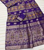 Purple Color Jaqurad Weaving Work Georgette Saree
