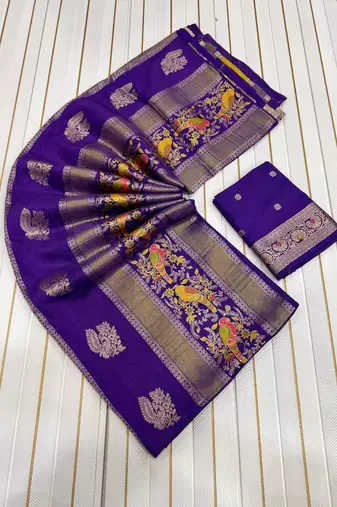 Purple Color Jaqurad Weaving Work Georgette Saree
