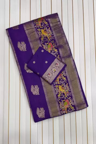 Purple Color Jaqurad Weaving Work Georgette Saree