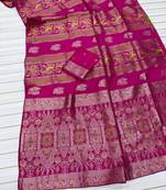 Pink Color Jaqurad Weaving Work Georgette Saree