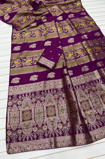 Purple Color Jaqurad Weaving Work Georgette Saree