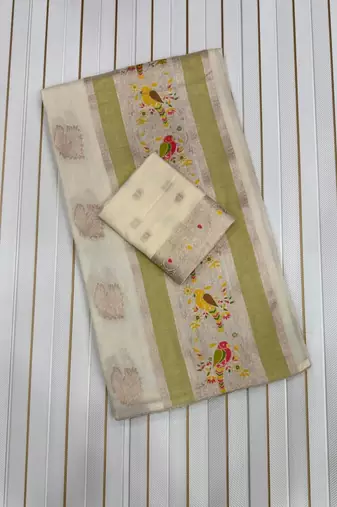 White Color Jaqurad Weaving Work Georgette Saree