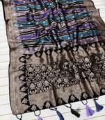 Black Color Jaqurad Weaving Work Georgette Saree