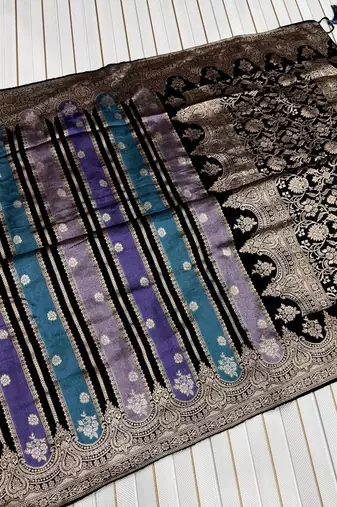 Black Color Jaqurad Weaving Work Georgette Saree