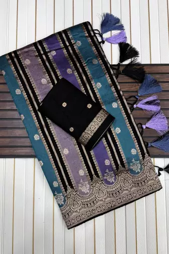 Black Color Jaqurad Weaving Work Georgette Saree