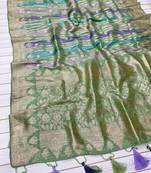 Light Green Color Jaqurad Weaving Work Georgette Saree
