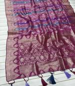Pink Color Jaqurad Weaving Work Georgette Saree