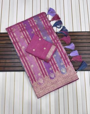 Pink Color Jaqurad Weaving Work Georgette Saree 3