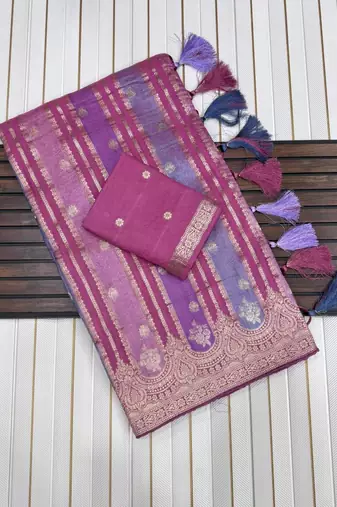Pink Color Jaqurad Weaving Work Georgette Saree