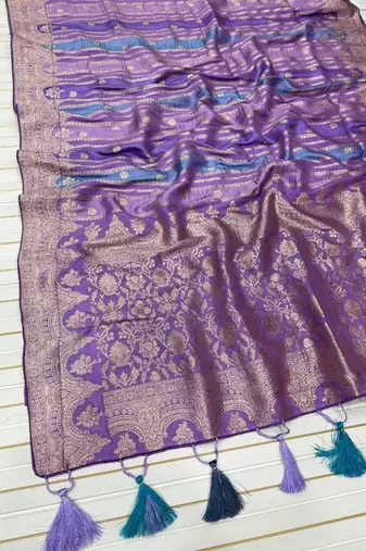 Purple Color Jaqurad Weaving Work Georgette Saree