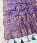Purple Color Jaqurad Weaving Work Georgette Saree