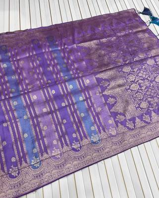 Purple Color Jaqurad Weaving Work Georgette Saree 2