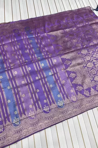 Purple Color Jaqurad Weaving Work Georgette Saree