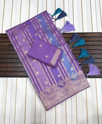 Purple Color Jaqurad Weaving Work Georgette Saree 3