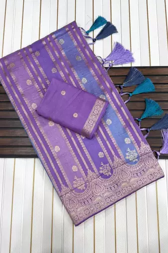 Purple Color Jaqurad Weaving Work Georgette Saree