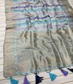 Sky Blue Color Jaqurad Weaving Work Georgette Saree