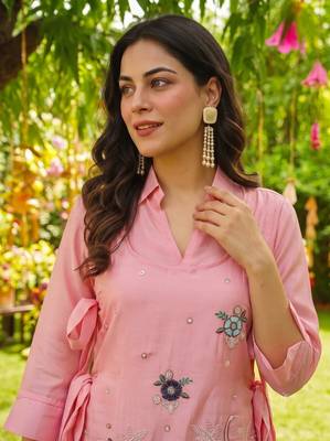  Embroidery Work Viscose Fabric Straight Kurta Palazzo and Jacket Set 2