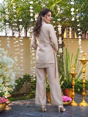  Embroidery Work Viscose Fabric Straight Kurta Palazzo and Jacket Set 4