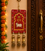 handmade mdf cow shubh labh door hangingdecor hanging diwali decor hanging (pack of 2)