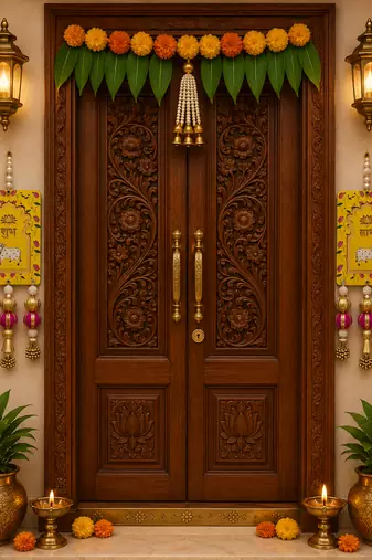 handmade mdf cow shubh labh door hangingdiwali door hangings festivals decor hanging (pack of 2)