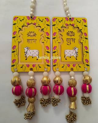 handmade mdf cow shubh labh door hangingdiwali door hangings festivals decor hanging (pack of 2) 3