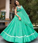 women's bandhej printed georgette lehenga choli set with dupatta - free size