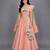 Peach Peacock Printed Chanderi Lehenga Set