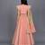 Peach Peacock Printed Chanderi Lehenga Set