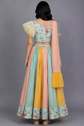 Multicolor Floral Printed Off Shoulder Lehenga Set