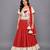 Red Off White Embroidered Chanderi Lehenga Set