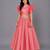 Coral Pink Ruffled Blouse With Cotton Zari Lehenga Set