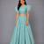 Blue Ruffled Blouse With Cotton Zari Lehenga Set