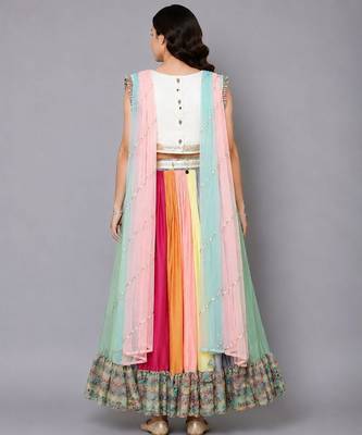 Multicolor Printed Lehenga Set With Attached Dupatta 2