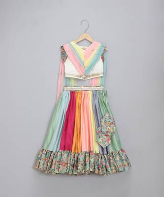 Multicolor Printed Lehenga Set With Attached Dupatta 3