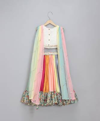 Multicolor Printed Lehenga Set With Attached Dupatta 4