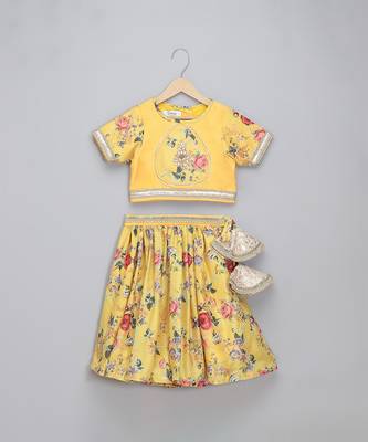 Yellow Floral Printed Lehenga Set 3