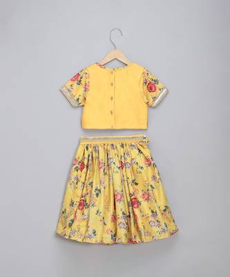Yellow Floral Printed Lehenga Set 4