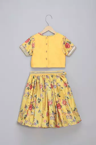 Yellow Floral Printed Lehenga Set