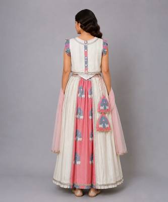 Off White Pink Printed Lehenga Set 2