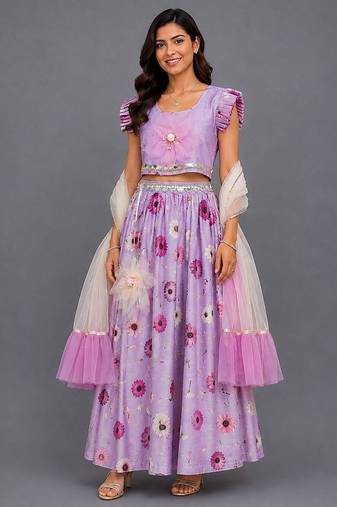 Light Purple Floral Lehenga Set