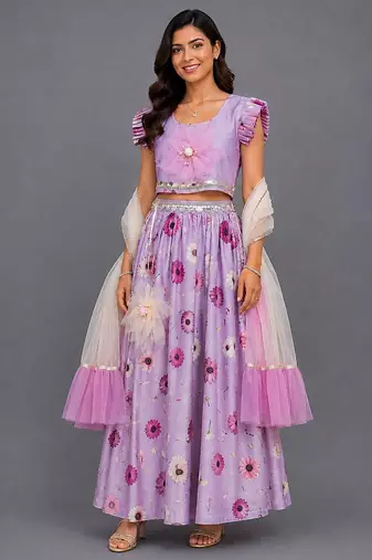 Light Purple Floral Lehenga Set