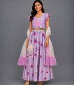 Light Purple Floral Lehenga Set