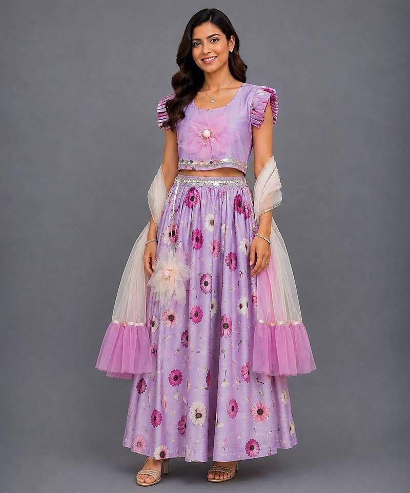 Light Purple Floral Lehenga Set