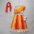 Multicolor Orange Frill Organza Lehenga Set