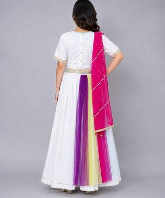 Multicolor Holi Print White Lehenga Set 2