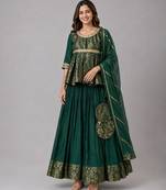 Green Brocade Kurti Lehenga Set