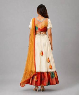 Off White Multicolor Printed Lehenga Set 2